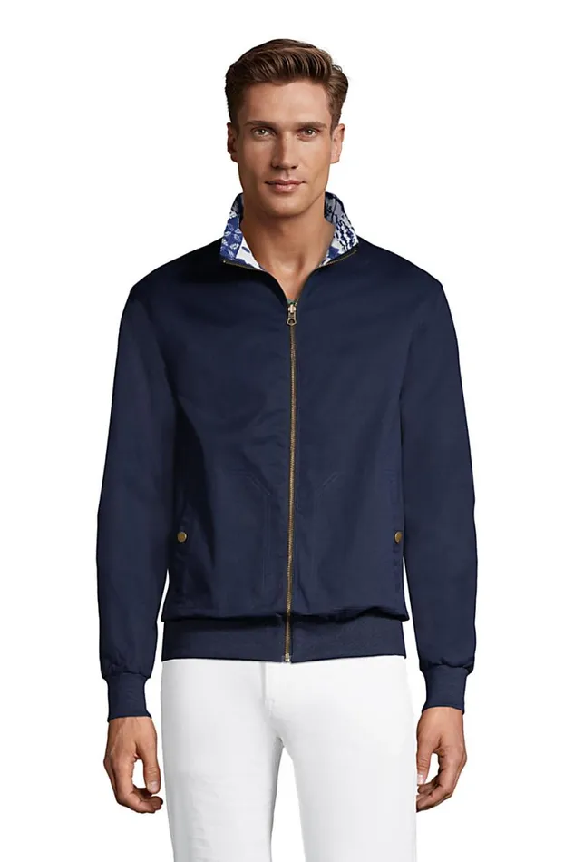 Lands039 End Coats and Jackets Men Reversible Cotton Bomber Jacket Radiant Navy Lands039 End Coats and Jackets Men Reversible Cotton Bomber Jacket Radiant Navy