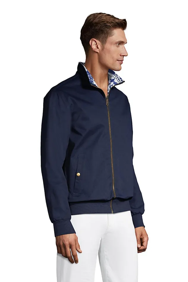 Lands039 End Coats and Jackets Men Reversible Cotton Bomber Jacket Radiant Navy