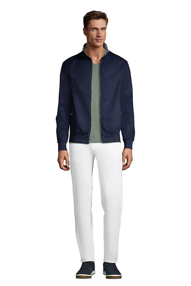 Lands039 End Coats and Jackets Men Reversible Cotton Bomber Jacket Radiant Navy