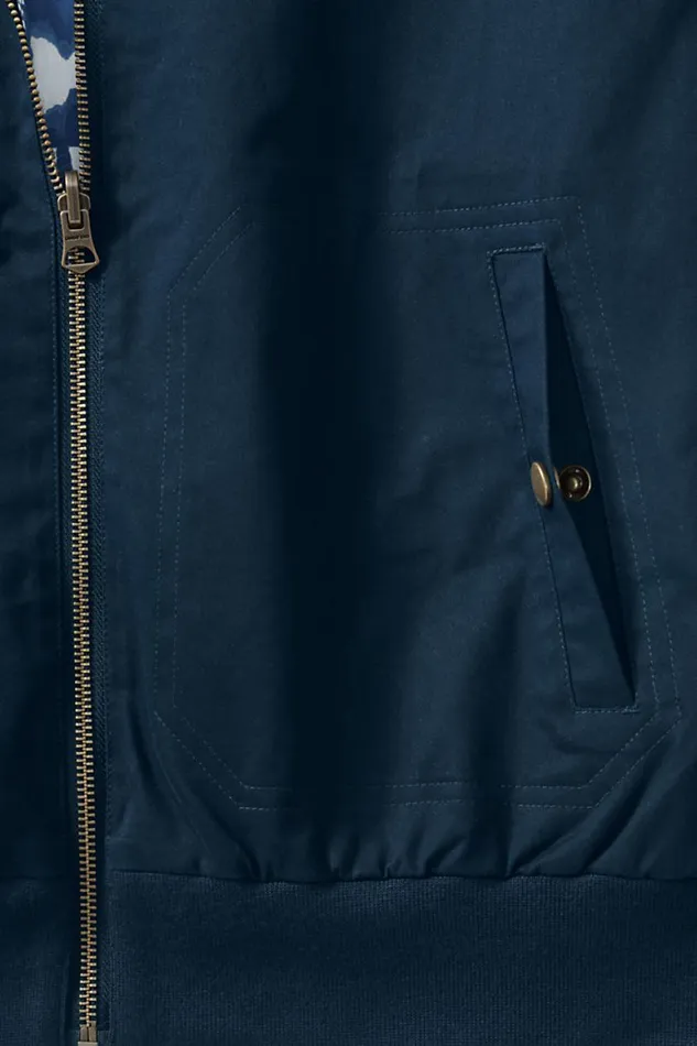 Lands039 End Coats and Jackets Men Reversible Cotton Bomber Jacket Radiant Navy