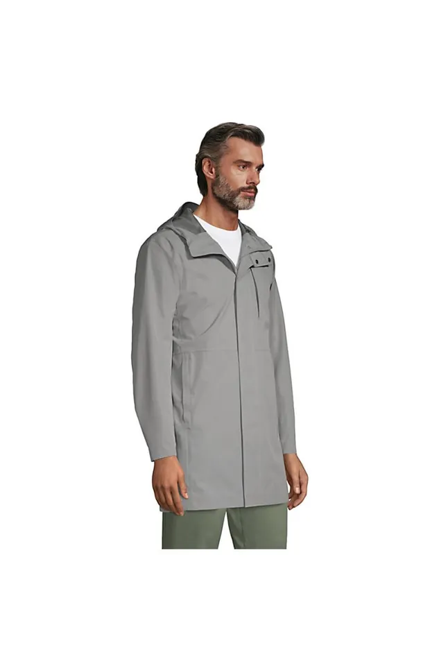 Lands039 End Coats and Jackets Men Waterproof Raincoat With Hood Ultimate Gray Lands039 End Coats and Jackets Men Waterproof Raincoat With Hood Ultimate Gray