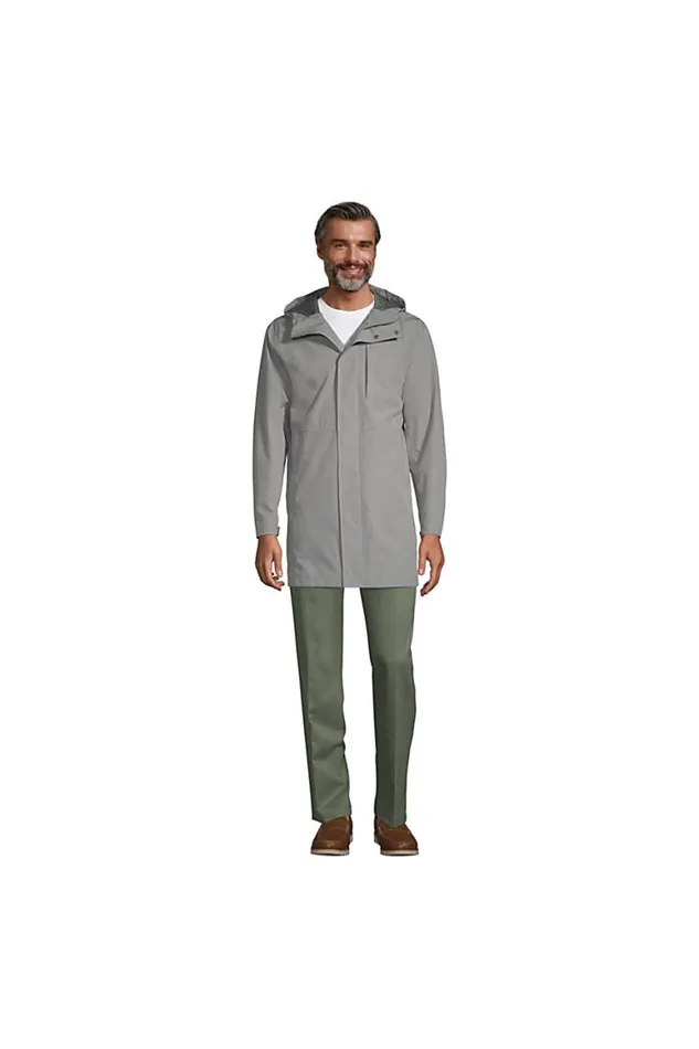 Lands039 End Coats and Jackets Men Waterproof Raincoat With Hood Ultimate Gray Lands039 End Coats and Jackets Men Waterproof Raincoat With Hood Ultimate Gray