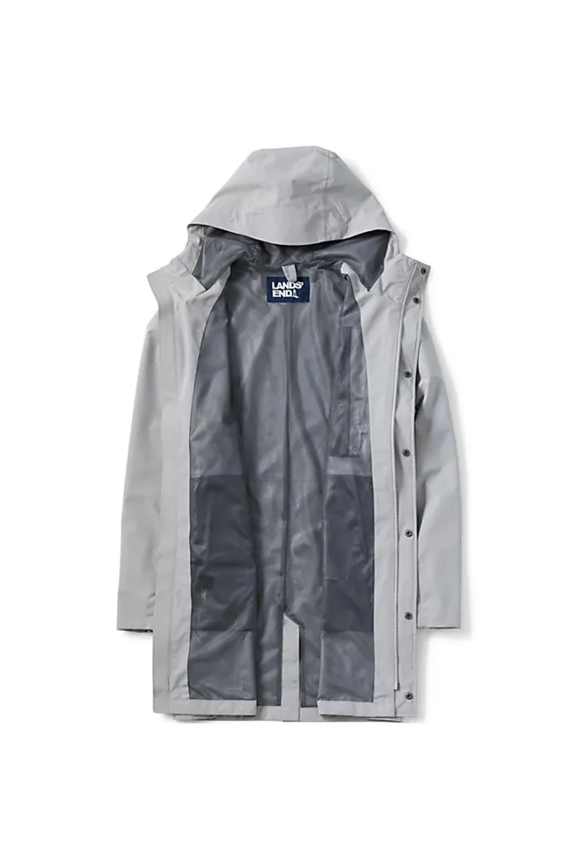 Lands039 End Coats and Jackets Men Waterproof Raincoat With Hood Ultimate Gray Lands039 End Coats and Jackets Men Waterproof Raincoat With Hood Ultimate Gray