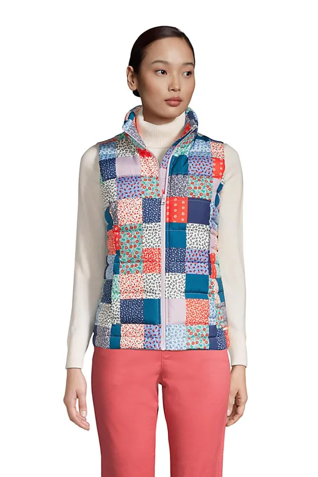 Lands039 End Coats and Jackets Women 600 Down Puffer Vest Print Multi Patchwork Floral Lands039 End Coats and Jackets Women 600 Down Puffer Vest Print Multi Patchwork Floral