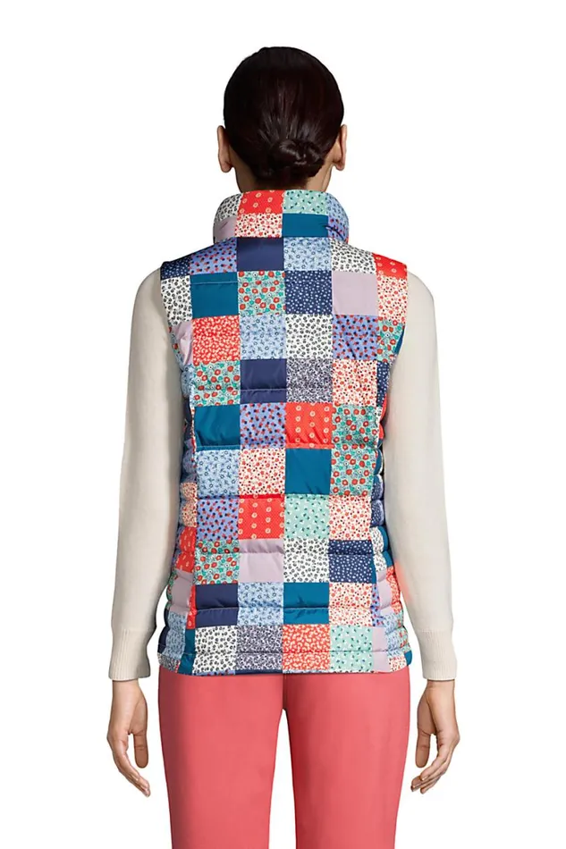 Lands039 End Coats and Jackets Women 600 Down Puffer Vest Print Multi Patchwork Floral Lands039 End Coats and Jackets Women 600 Down Puffer Vest Print Multi Patchwork Floral