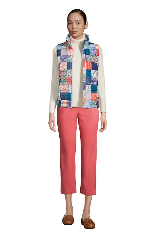 Lands039 End Coats and Jackets Women 600 Down Puffer Vest Print Multi Patchwork Floral Lands039 End Coats and Jackets Women 600 Down Puffer Vest Print Multi Patchwork Floral