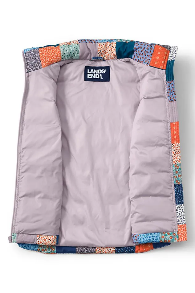 Lands039 End Coats and Jackets Women 600 Down Puffer Vest Print Multi Patchwork Floral Lands039 End Coats and Jackets Women 600 Down Puffer Vest Print Multi Patchwork Floral