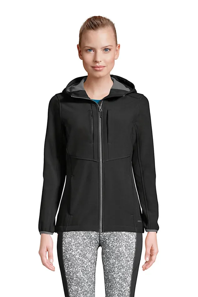 Lands039 End Coats and Jackets Women Fleece Stretch Softshell Jacket Black