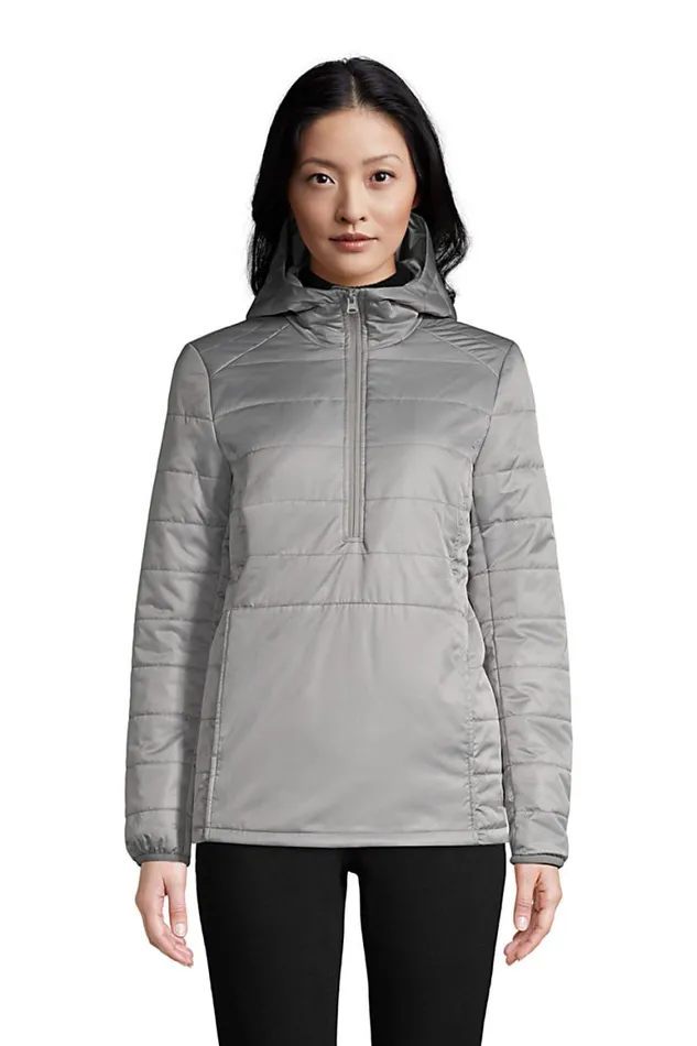 Lands039 End Coats and Jackets Women Insulated Quilted Pullover Jacket With Hood Dark Cameo Gray Lands039 End Coats and Jackets Women Insulated Quilted Pullover Jacket With Hood Dark Cameo Gray