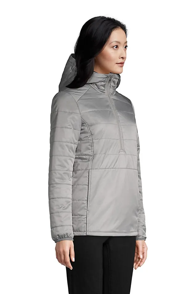 Lands039 End Coats and Jackets Women Insulated Quilted Pullover Jacket With Hood Dark Cameo Gray Lands039 End Coats and Jackets Women Insulated Quilted Pullover Jacket With Hood Dark Cameo Gray