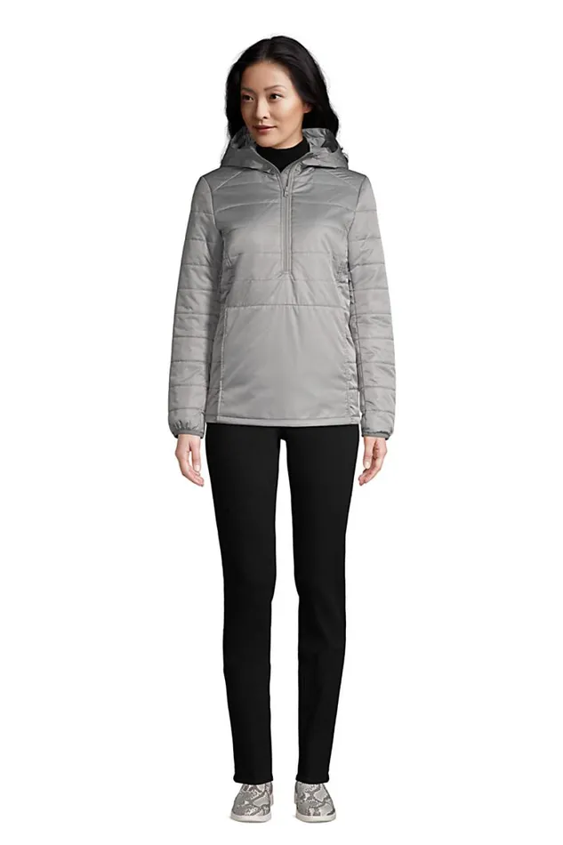 Lands039 End Coats and Jackets Women Insulated Quilted Pullover Jacket With Hood Dark Cameo Gray Lands039 End Coats and Jackets Women Insulated Quilted Pullover Jacket With Hood Dark Cameo Gray