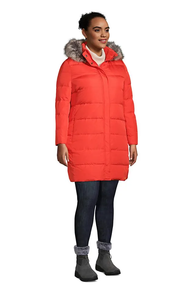 Lands039 End Coats and Jackets Women Plus Size 600 Down Winter Long Coat With Hood Crimson Orange Lands039 End Coats and Jackets Women Plus Size 600 Down Winter Long Coat With Hood Crimson Orange