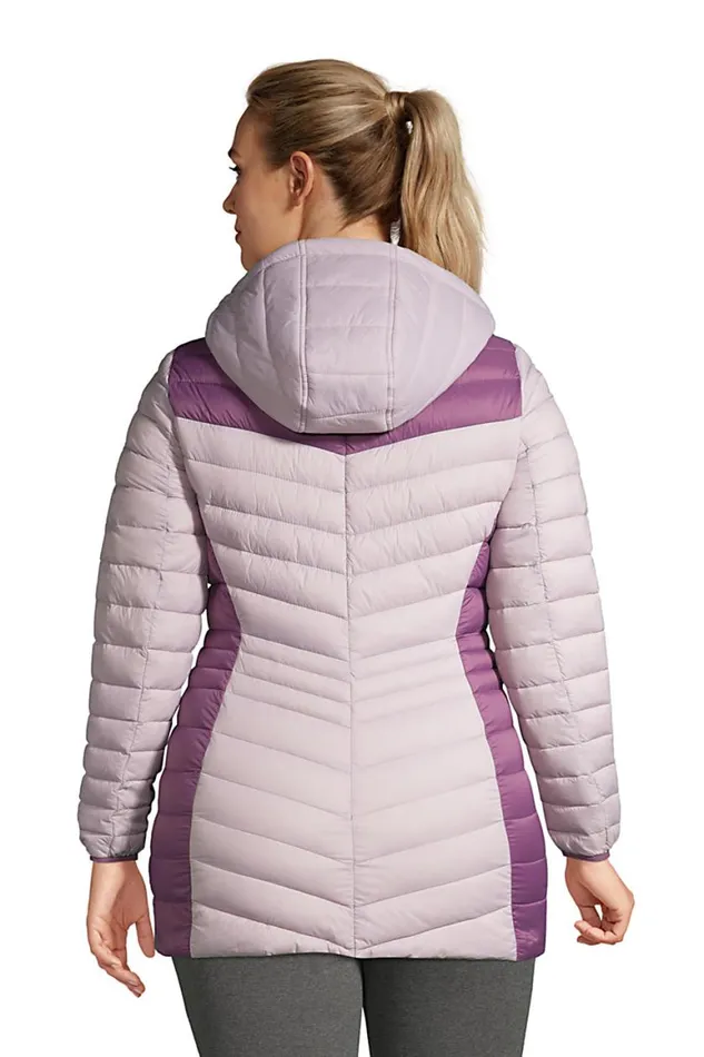 Lands039 End Coats and Jackets Women Plus Size Ultra Lightweight Packable Down Jacket With Hood Soft Iris Purple