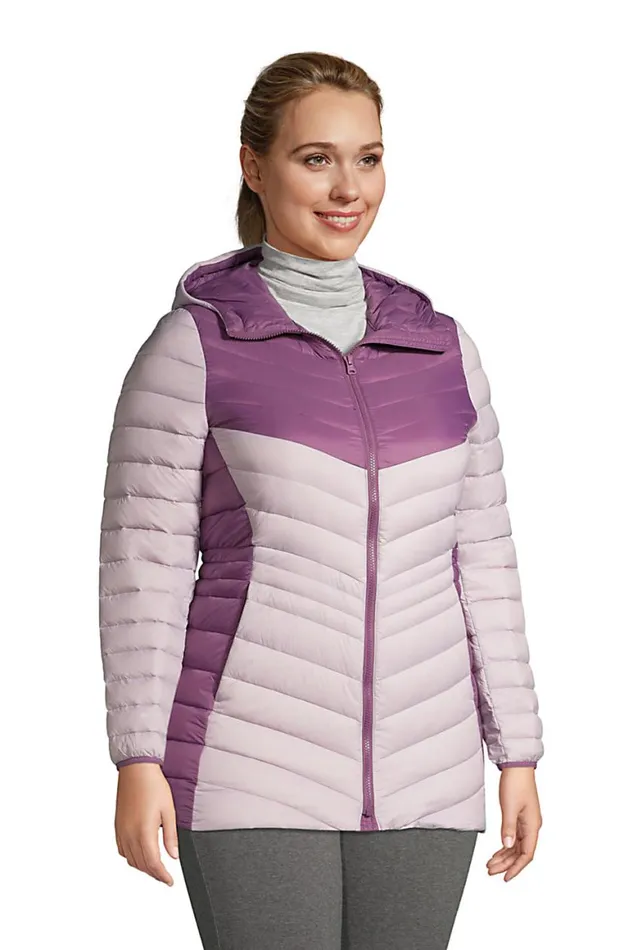 Lands039 End Coats and Jackets Women Plus Size Ultra Lightweight Packable Down Jacket With Hood Soft Iris Purple
