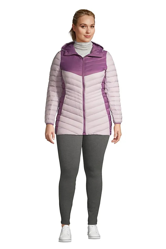 Lands039 End Coats and Jackets Women Plus Size Ultra Lightweight Packable Down Jacket With Hood Soft Iris Purple