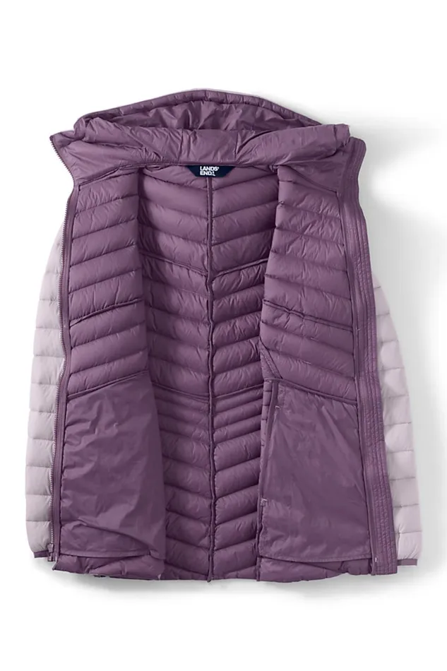 Lands039 End Coats and Jackets Women Plus Size Ultra Lightweight Packable Down Jacket With Hood Soft Iris Purple