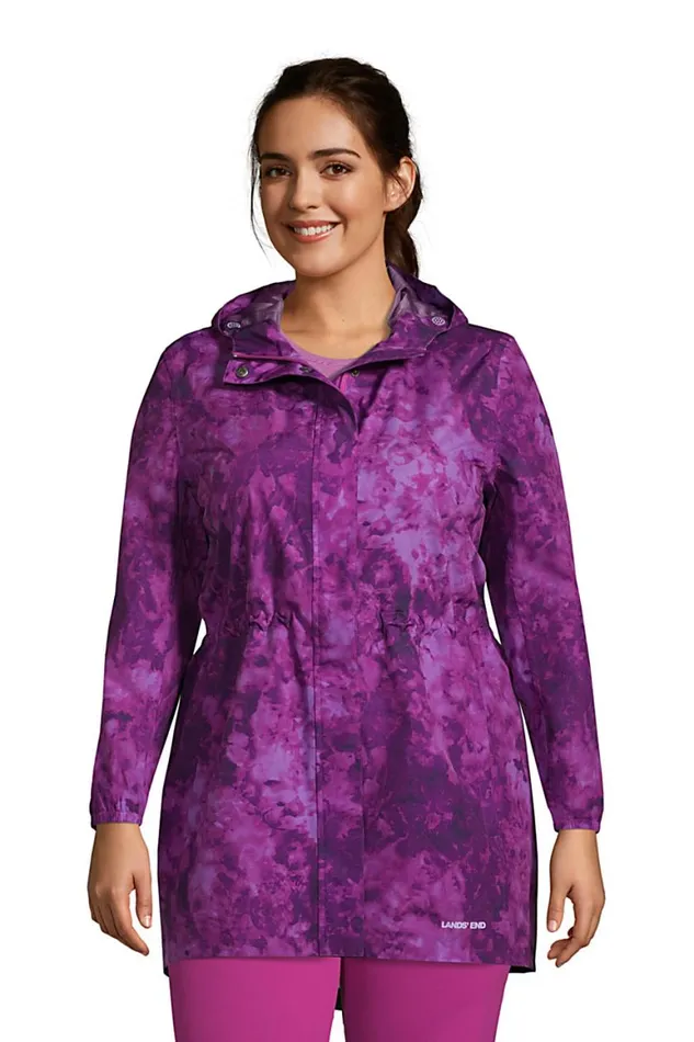 Lands039 End Coats and Jackets Women Plus Size Waterproof Packable Raincoat Violet Rose Tie Dye Lands039 End Coats and Jackets Women Plus Size Waterproof Packable Raincoat Violet Rose Tie Dye
