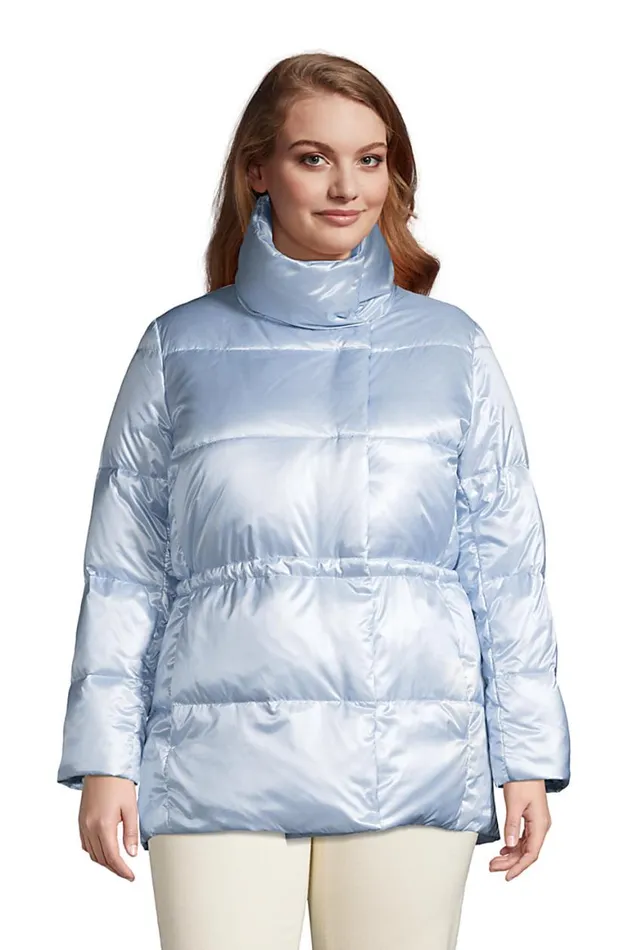 Lands039 End Coats and Jackets Women Plus Size Wrap Quilted Down Jacket Soft Blue Haze