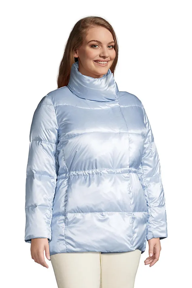 Lands039 End Coats and Jackets Women Plus Size Wrap Quilted Down Jacket Soft Blue Haze Lands039 End Coats and Jackets Women Plus Size Wrap Quilted Down Jacket Soft Blue Haze
