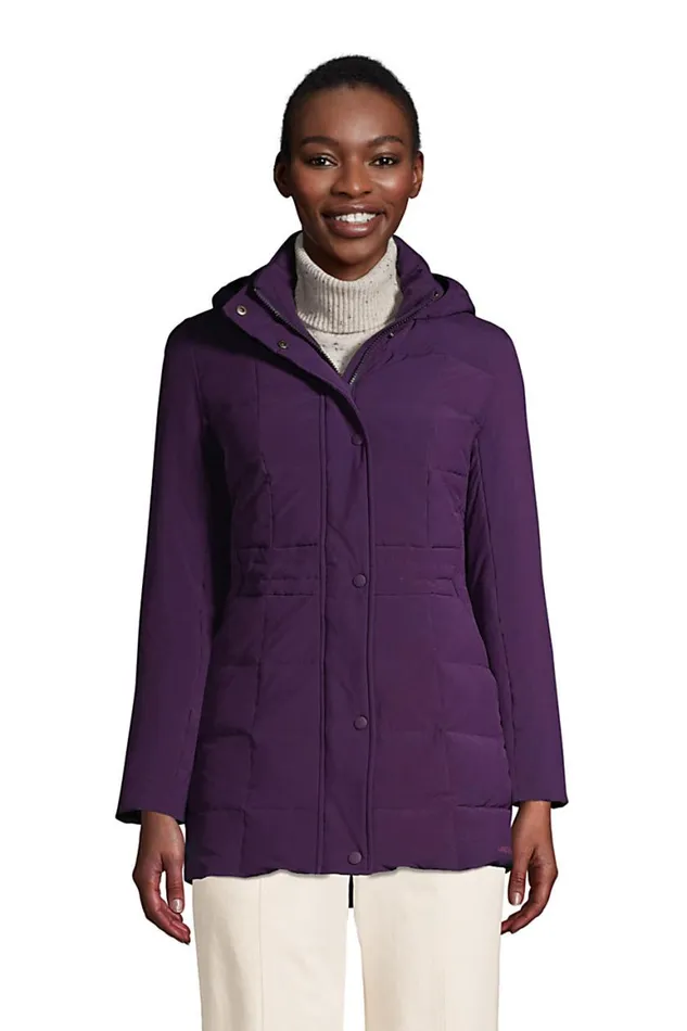 Lands039 End Coats and Jackets Women Quilted Stretch Down Coat Blackberry