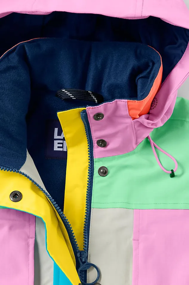 Lands039 End Coats and Jackets Women Squall Waterproof Raincoat With Hood Light Stone Multi Colorblock Lands039 End Coats and Jackets Women Squall Waterproof Raincoat With Hood Light Stone Multi Colorblock