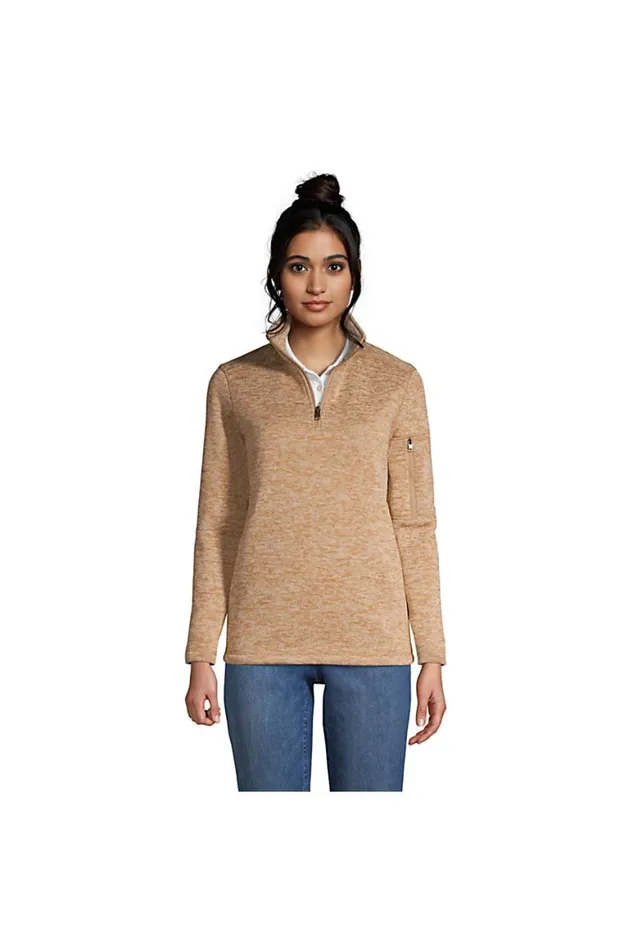 Lands039 End Coats and Jackets Women Sweater Fleece Quarter Zip Pullover Rich Camel Heather Lands039 End Coats and Jackets Women Sweater Fleece Quarter Zip Pullover Rich Camel Heather