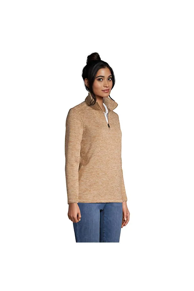 Lands039 End Coats and Jackets Women Sweater Fleece Quarter Zip Pullover Rich Camel Heather Lands039 End Coats and Jackets Women Sweater Fleece Quarter Zip Pullover Rich Camel Heather