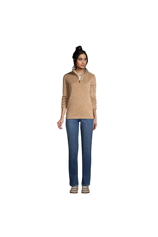 Lands039 End Coats and Jackets Women Sweater Fleece Quarter Zip Pullover Rich Camel Heather Lands039 End Coats and Jackets Women Sweater Fleece Quarter Zip Pullover Rich Camel Heather