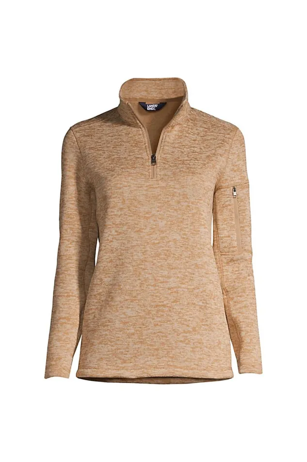 Lands039 End Coats and Jackets Women Sweater Fleece Quarter Zip Pullover Rich Camel Heather Lands039 End Coats and Jackets Women Sweater Fleece Quarter Zip Pullover Rich Camel Heather