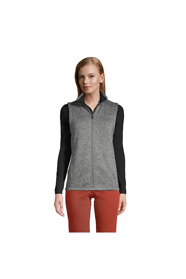 Lands039 End Coats and Jackets Women Sweater Fleece Vest Arctic Gray Heather