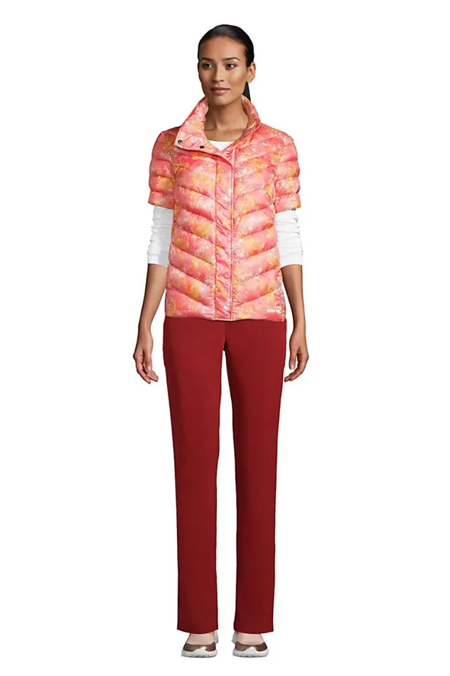 Lands039 End Coats and Jackets Women Ultra Lightweight Down Packable Short Sleeve Jacket Soft Mojave Tie Dye Floral