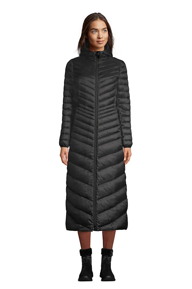 Lands039 End Coats and Jackets Women Ultra Lightweight Maxi Long Down Coat With Hood Black Lands039 End Coats and Jackets Women Ultra Lightweight Maxi Long Down Coat With Hood Black