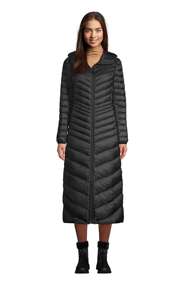 Lands039 End Coats and Jackets Women Ultra Lightweight Maxi Long Down Coat With Hood Black Lands039 End Coats and Jackets Women Ultra Lightweight Maxi Long Down Coat With Hood Black