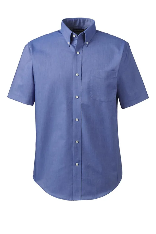 Lands039 End Dress Shirts Men Big and Tall Short Sleeve Buttondown Stain Release Oxford Sport Shirt French Blue Lands039 End Dress Shirts Men Big and Tall Short Sleeve Buttondown Stain Release Oxford Sport Shirt French Blue