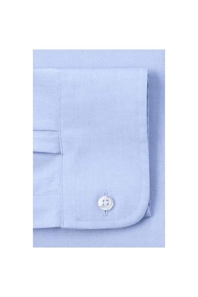 Lands039 End Dress Shirts Men Tall Long Sleeve Straight Collar Solid No Iron Pinpoint Blue