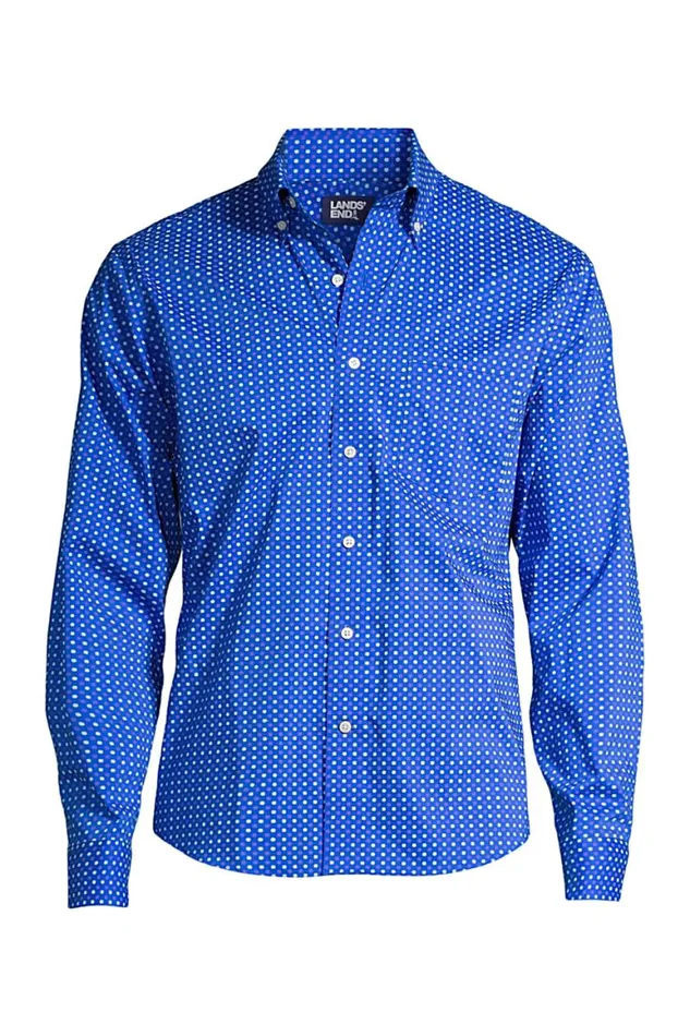 Lands039 End Dress Shirts Men Traditional Fit Comfortfirst Shirt With Coolmax Printed Royal Cobalt Geo Lands039 End Dress Shirts Men Traditional Fit Comfortfirst Shirt With Coolmax Printed Royal Cobalt Geo