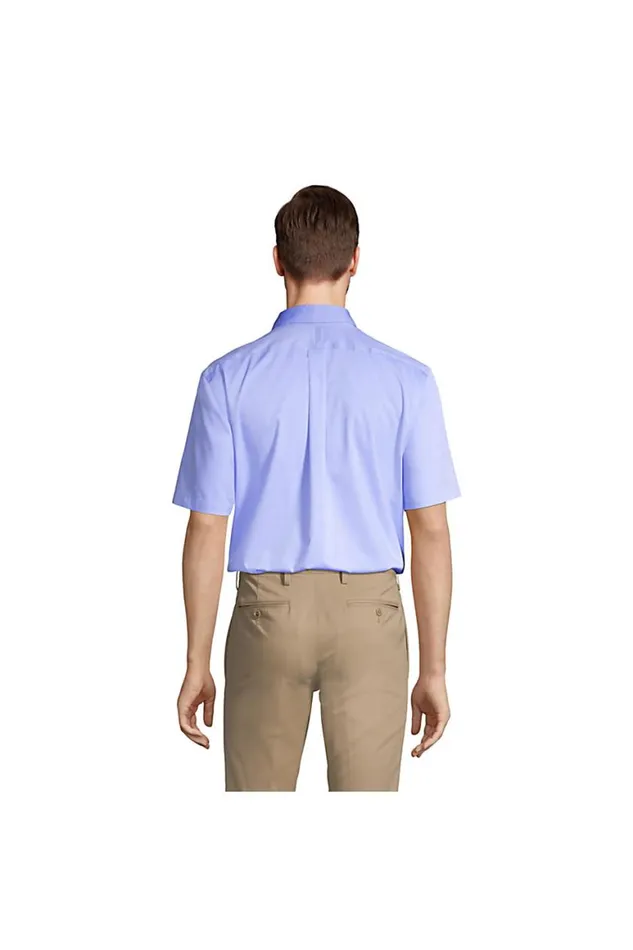 Lands039 End Dress Shirts Men Traditional Fit Short Sleeve Solid No Iron Supima Pinpoint Dress Shirt Light Blue
