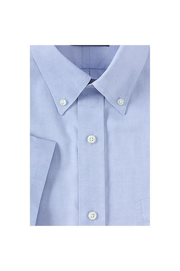Lands039 End Dress Shirts Men Traditional Fit Short Sleeve Solid No Iron Supima Pinpoint Dress Shirt Light Blue