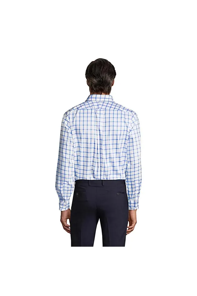 Lands039 End Dress Shirts Men Traditional Fit Stretch No Iron Pinpoint Dress Shirt Sea Cliff Blue Plaid Lands039 End Dress Shirts Men Traditional Fit Stretch No Iron Pinpoint Dress Shirt Sea Cliff Blue Plaid