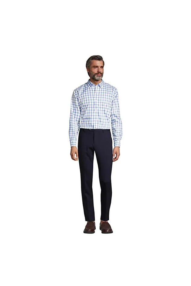Lands039 End Dress Shirts Men Traditional Fit Stretch No Iron Pinpoint Dress Shirt Sea Cliff Blue Plaid Lands039 End Dress Shirts Men Traditional Fit Stretch No Iron Pinpoint Dress Shirt Sea Cliff Blue Plaid