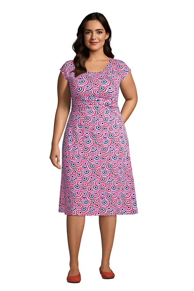 Lands039 End Dresses Women Plus Size Cap Sleeve Twist Front Fit And Flare Dress Vibrant Magenta Beach Umbrella Lands039 End Dresses Women Plus Size Cap Sleeve Twist Front Fit And Flare Dress Vibrant Magenta Beach Umbrella