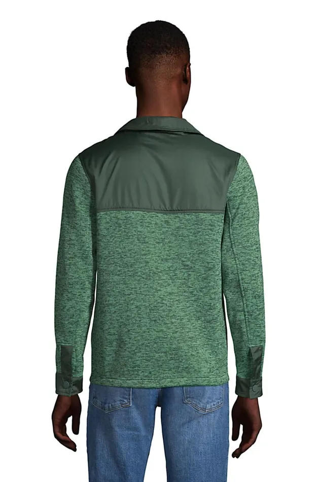 Lands039 End Fleece Men Sweater Fleece Shirt Jacket Deep Woodland Green Heather Lands039 End Fleece Men Sweater Fleece Shirt Jacket Deep Woodland Green Heather