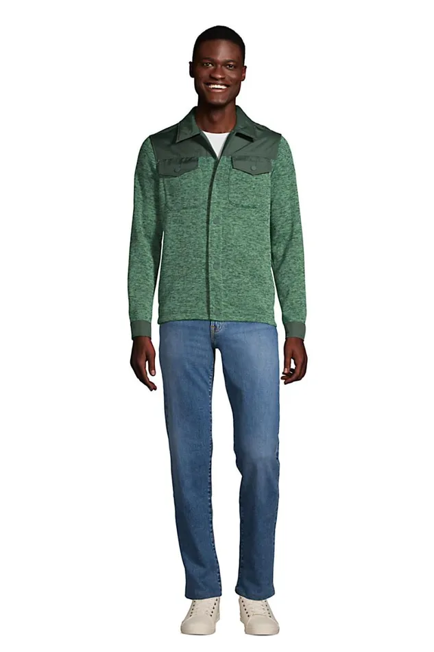 Lands039 End Fleece Men Sweater Fleece Shirt Jacket Deep Woodland Green Heather Lands039 End Fleece Men Sweater Fleece Shirt Jacket Deep Woodland Green Heather