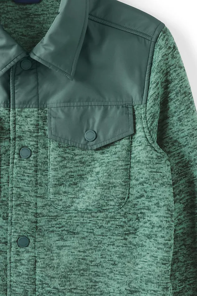 Lands039 End Fleece Men Sweater Fleece Shirt Jacket Deep Woodland Green Heather Lands039 End Fleece Men Sweater Fleece Shirt Jacket Deep Woodland Green Heather