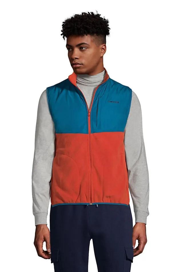 Lands039 End Fleece Men T200 Fleece Vest Orange Clay