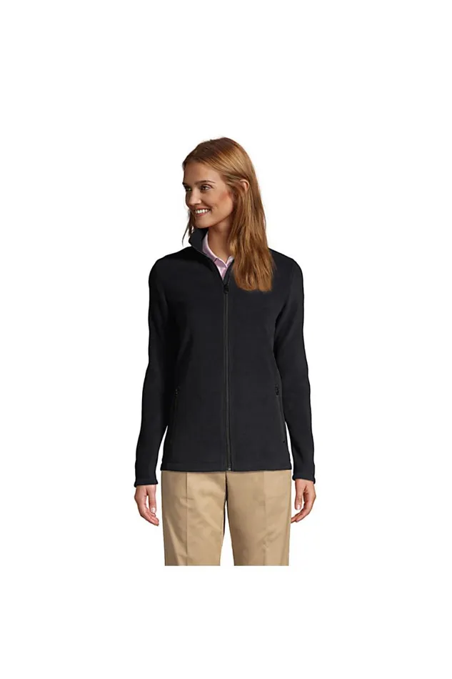 Lands039 End Fleece Women Fullzip Midweight Fleece Jacket Black