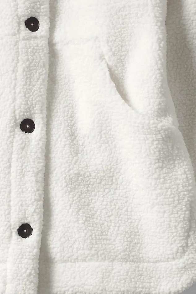 Lands039 End Fleece Women Plus Size Cozy Sherpa Fleece Teddy Coat Ivory
