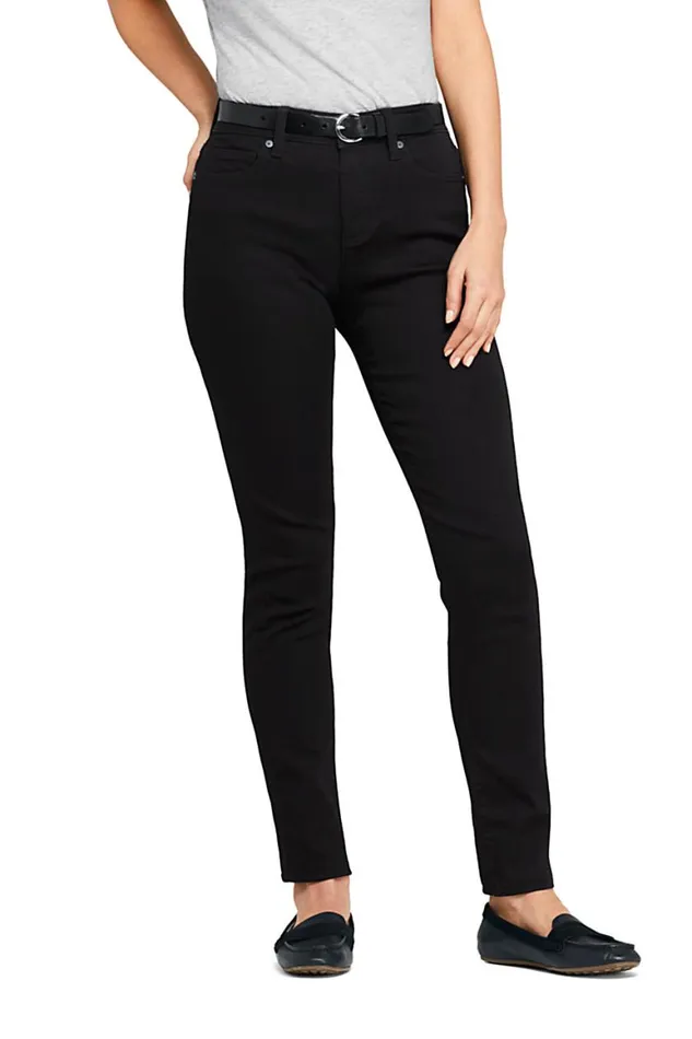 Lands039 End Jeans Women Mid Rise Curvy Skinny Twill Jeans 8211 Black