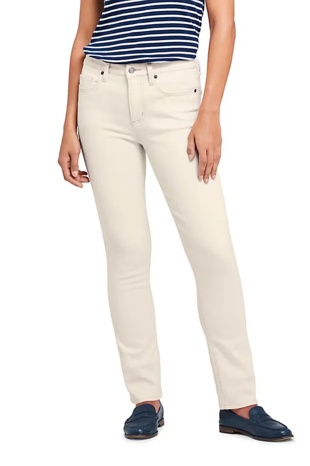 Lands039 End Jeans Women Mid Rise Straight Leg Jeans 8211 White Natural