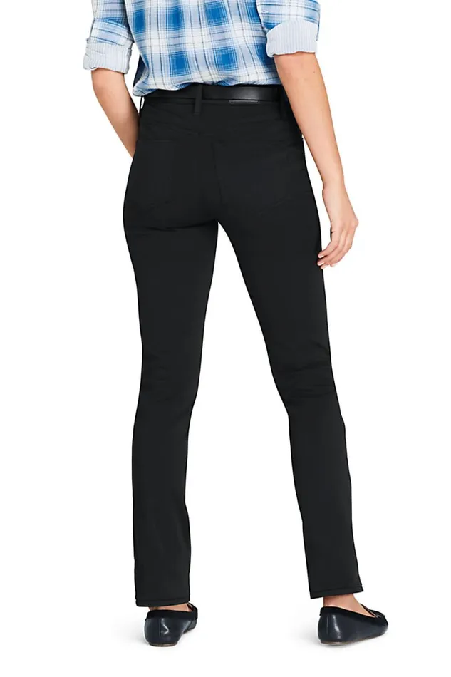 Lands039 End Jeans Women Mid Rise Straight Leg Twill Jeans 8211 Black Deep Black